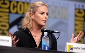 Charlie Theron speaking at the 2017 San Diego Comic Con International, for "Entertainment Weekly: Women Who Kick Ass", at the San Diego Convention Center in San Diego, California.