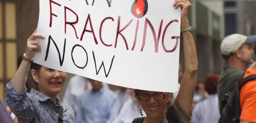 July 2011 anti-fracking protest in NYC. A fracking ban was passed in New York and now Michigan and Florida are in a battle to do the same.