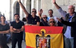 Francisco Franco supporters rally to protest the exhumation of Franco's body from the Valle de los Caidos. (Photo: YouTube)