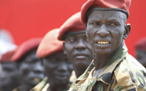 South Sudan's presidential guard wait the arrival of foreign dignitaries in 2011 invited to participate in the country's official independence celebrations in the capital city of Juba.