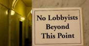 No lobbyists beyond this point, sign at the Maryland State House.