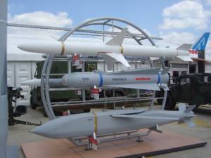 Raytheon missiles on display. Paris Air Show, 2005