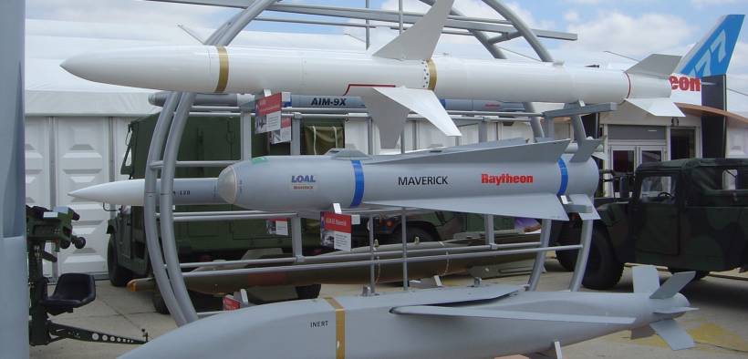 Raytheon missiles on display. Paris Air Show, 2005