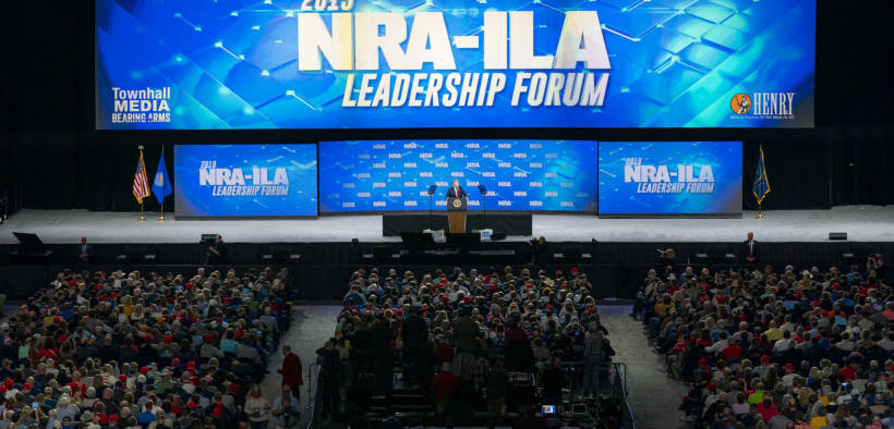 President Donald J. Trump addresses his remarks Friday, April 26, 2019, at the National Rifle Association annual convention in Indianapolis, Ind. (Official White House Photo by Tia Dufour)
