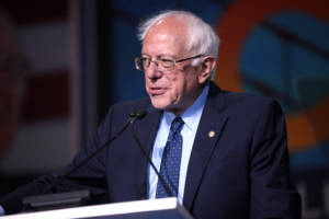 U.S. Senator Bernie Sanders speaking with attendees at the 2019 California Democratic Party State Convention at the George R. Moscone Convention Center in San Francisco, California.