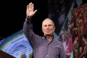 Former Mayor Michael Bloomberg speaking with attendees at the Presidential Gun Sense Forum hosted by Everytown for Gun Safety and Moms Demand Action at the Iowa Events Center in Des Moines, Iowa.