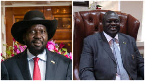 Salva Kiir, left, and Riek Machar, right. (Photos: U.S. Department of State and VOA, Hannah McNeish)