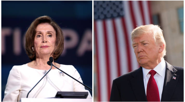 Nancy Pelosi at the 2019 CA State Democratic Party Convention. (Photo: Gage Skidmore). President Donald Trump at a 9/11 Observance Ceremony in 2017. (Photo: Chairman of the Joint Chiefs of Staff)