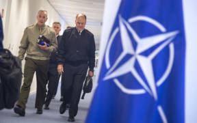 U.S. Marine Corps Gen. Joe Dunford, chairman of the Joint Chiefs of Staff, walks with Vice Adm. John N. Christenson, U.S. Military Representative, NATO Military Committee, at NATO headquarters in Brussels, May 15th, 2018. (Photo: DOD, Navy Petty Officer 1st Class Dominique A. Pineiro)