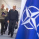 U.S. Marine Corps Gen. Joe Dunford, chairman of the Joint Chiefs of Staff, walks with Vice Adm. John N. Christenson, U.S. Military Representative, NATO Military Committee, at NATO headquarters in Brussels, May 15th, 2018. (Photo: DOD, Navy Petty Officer 1st Class Dominique A. Pineiro)