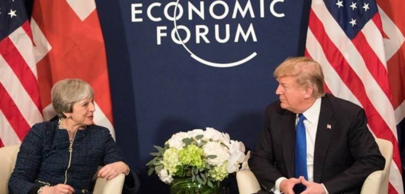 President Donald Trump meeting with U.K. Prime Minister Theresa May at the World Economic Forum in Davos, Switzerland. Date: January 25, 2018. (Photo: Shealah Craighead, Wite House)