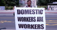 A 2014 International Domestic Workers Federation demonstration in front of the U.N. demanding protection for migrant workers' rights.