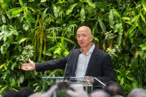 Jeff Bezos at Amazon Spheres Grand Opening in Seattle in January 2018.