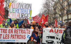 Protest in Paris over Macron's pension reform. December, 2019