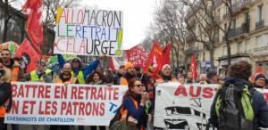 Protest in Paris over Macron's pension reform. December, 2019