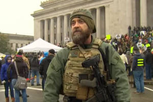 A gun rights advocate at Virginia's gun rights rally on Monday January 20, 2020.