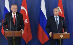 Russian President Vladimir Putin and Turkey's Recep Tayyip Erdogan during a press conference at the Kremlin in April 2019. (Photo: Kremlin.ru)