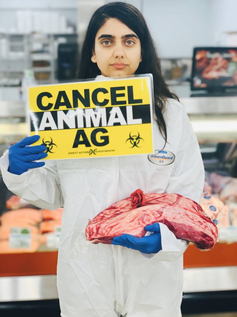Priya Sawhney, co-founder of Direct Action Everywhere, strives to raise awareness of the links between animal agriculture and deadly pandemics. (Direct Action Everywhere)